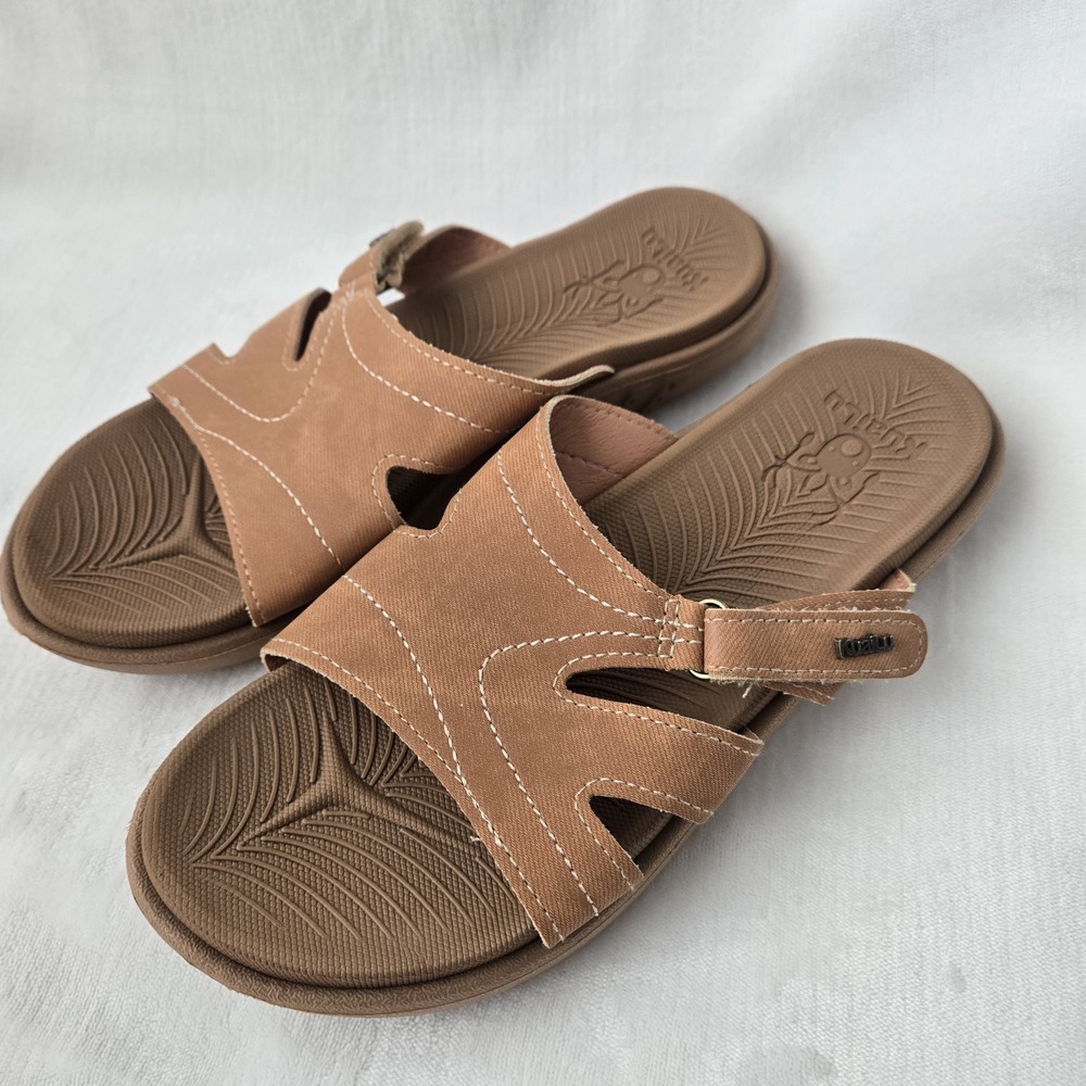 KUAILU Women's Orthotic Lightweight Athletic Slides Size 38.5 (7.5) Tan Slip on